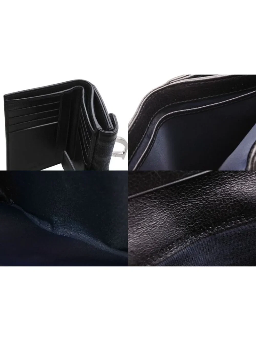 Dior Bifold Wallet Compact Trotter Line Navy Black Orange